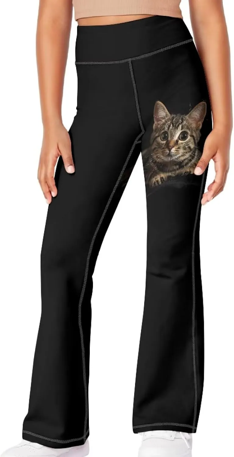 DISNIMO Girls Activewear Flare Leggings Wide Leg Yoga Pants Full Length Dance Tights School Uniform