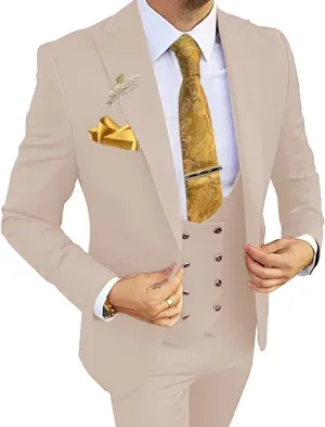 Double Breasted Men's Suits 3 Piece Slim Fit Suits Blazer Vest Pants for Wedding Party Suits Prom
