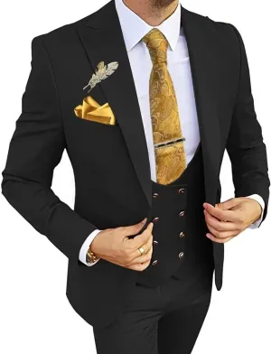 Double Breasted Men's Suits 3 Piece Slim Fit Suits Blazer Vest Pants for Wedding Party Suits Prom