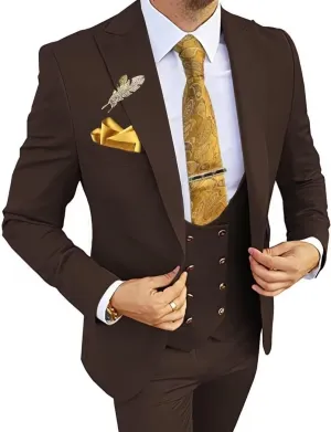 Double Breasted Men's Suits 3 Piece Slim Fit Suits Blazer Vest Pants for Wedding Party Suits Prom