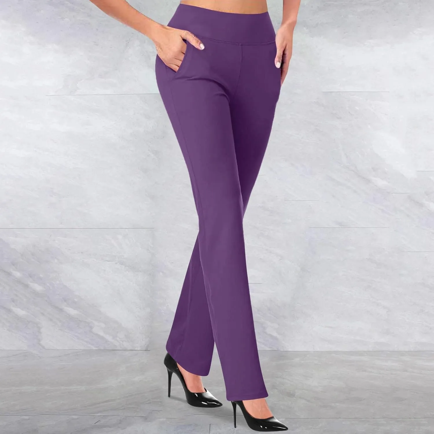 Dress Pants Women Business Casual Office Work Pants Premium Stretch Yoga Pants Straight Leg Bootcut Slacks Pants
