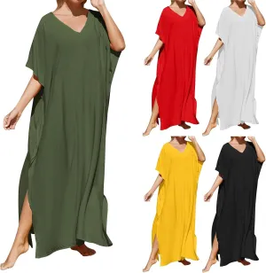 Dresses for Women Vneck Hawaii Outfits Rayon Caftans for Women Moroccan Caftan Loungewear Boho Maxi Dress 8-20 Caftans