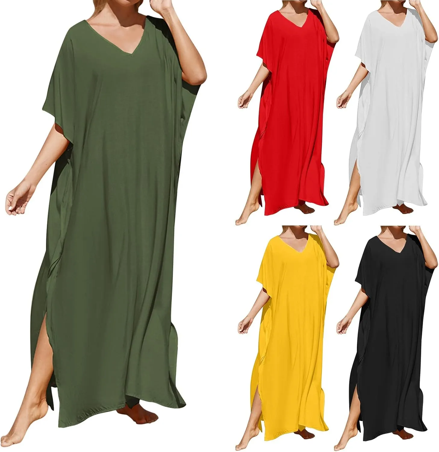 Dresses for Women Vneck Hawaii Outfits Rayon Caftans for Women Moroccan Caftan Loungewear Boho Maxi Dress 8-20 Caftans