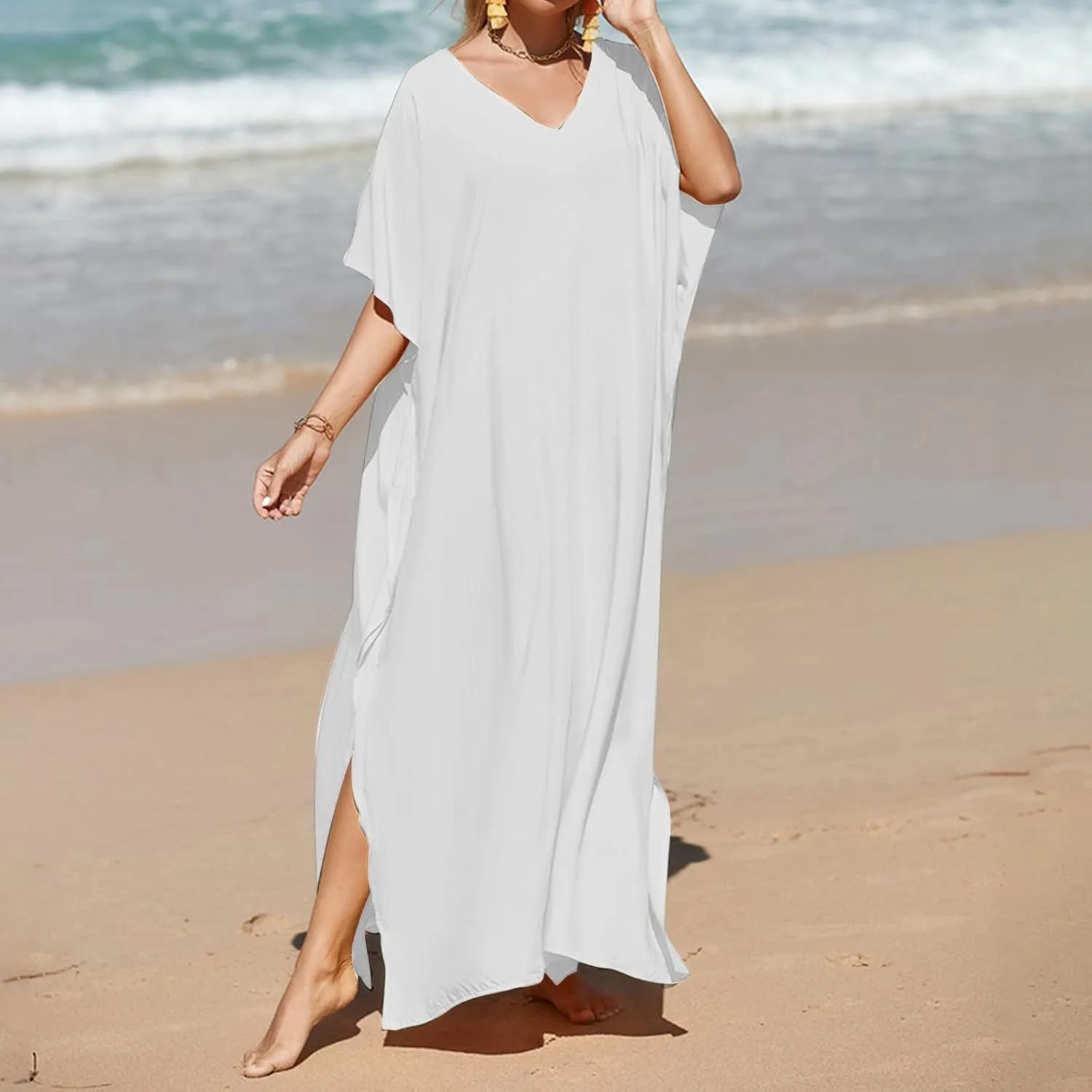 Dresses for Women Vneck Hawaii Outfits Rayon Caftans for Women Moroccan Caftan Loungewear Boho Maxi Dress 8-20 Caftans