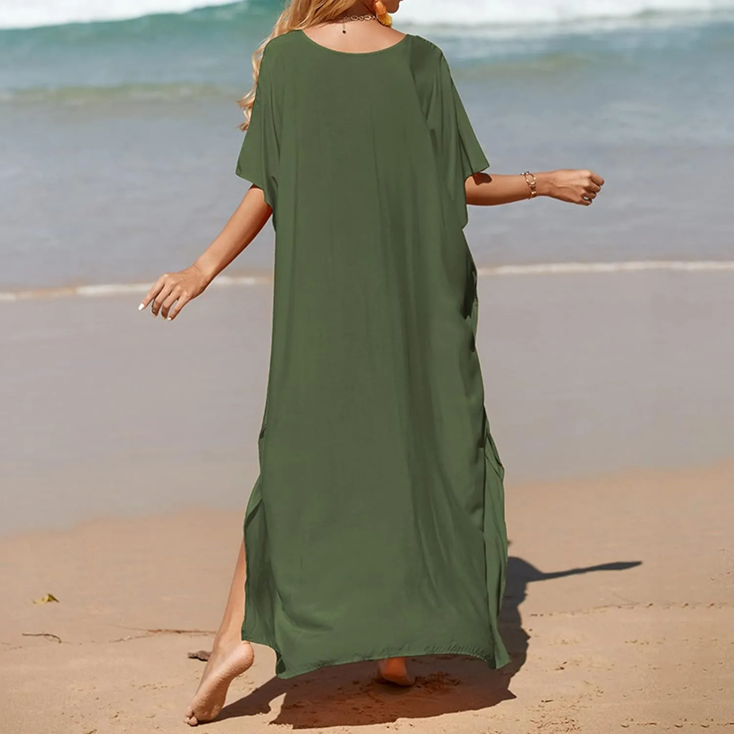 Dresses for Women Vneck Hawaii Outfits Rayon Caftans for Women Moroccan Caftan Loungewear Boho Maxi Dress 8-20 Caftans