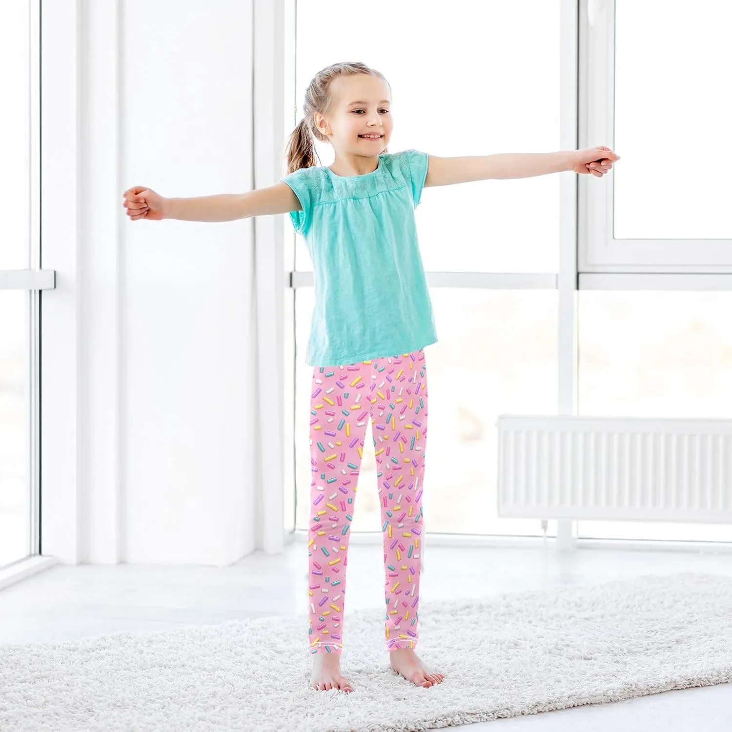 Emelivor Girls Leggings Stretch Leggings for Girls Comfortable Pants Toddler Leggings for Kids 4-10 Years