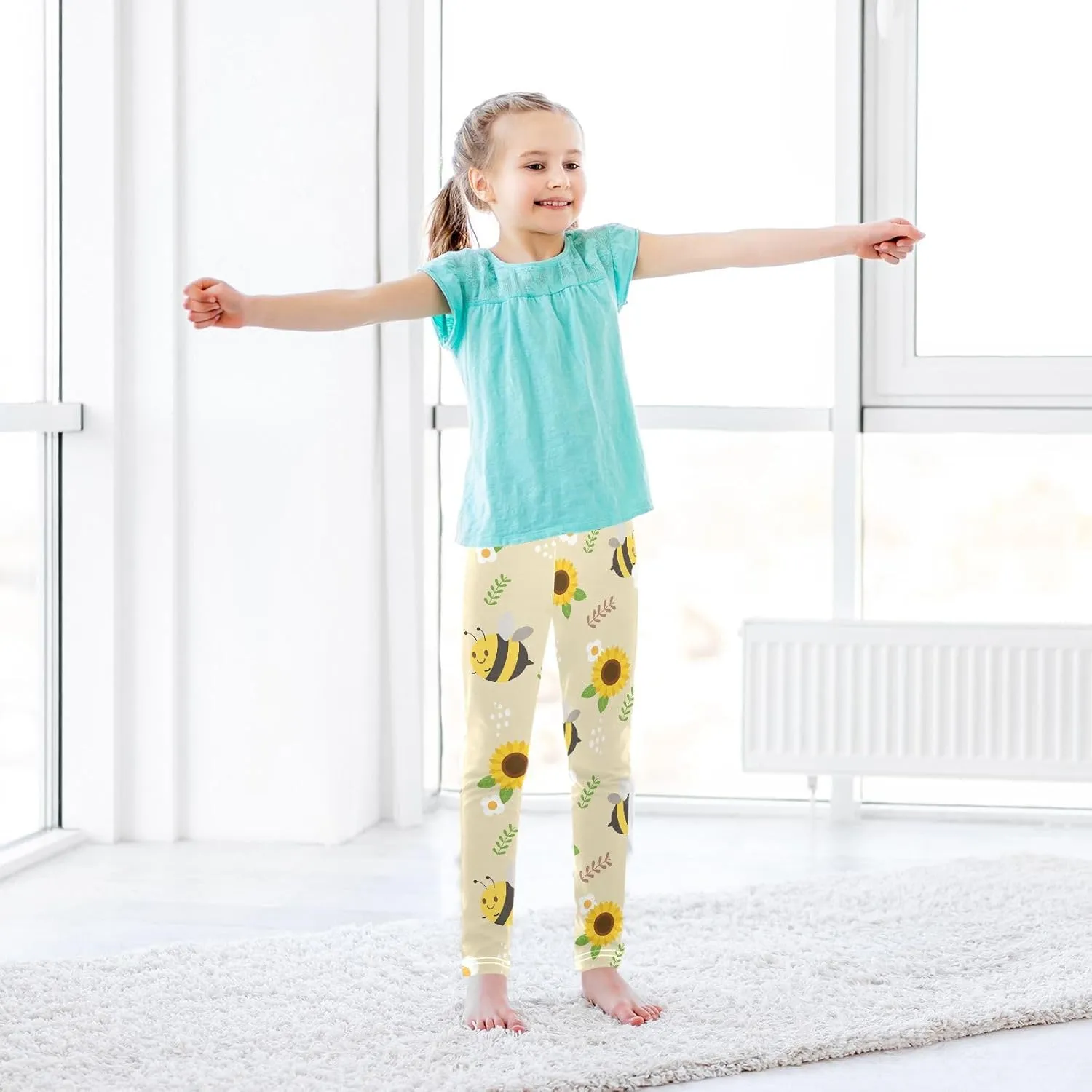 Emelivor Girls Leggings Stretch Leggings for Girls Soft Comfortable Pants Toddler Leggings for Kids 4-10 Years