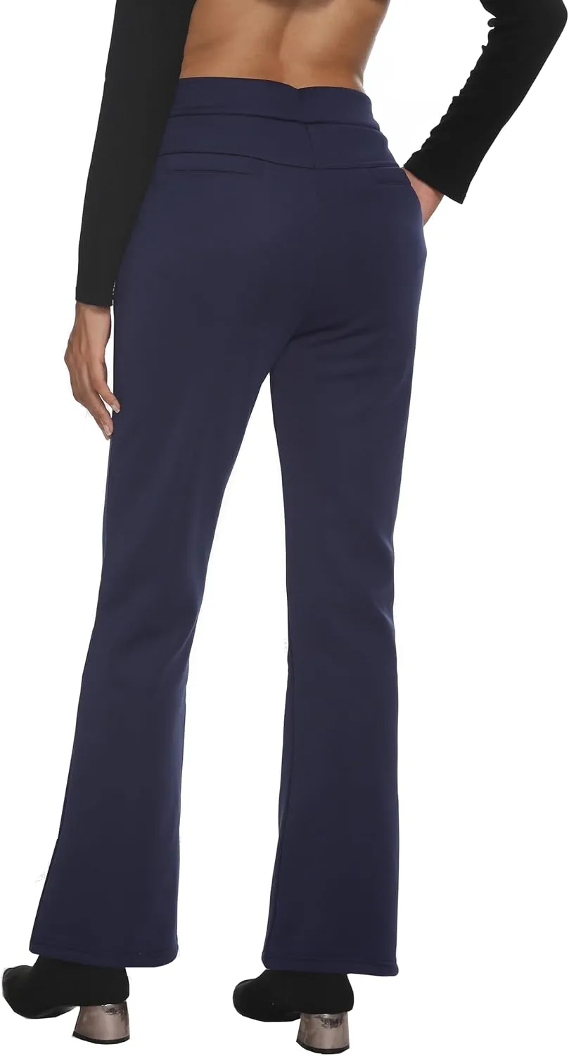 Fakanhui Women's Fleece Lined Bootcut Work Pants Winter Warm High Waisted Pull on Flare Business Dress Casual Pants