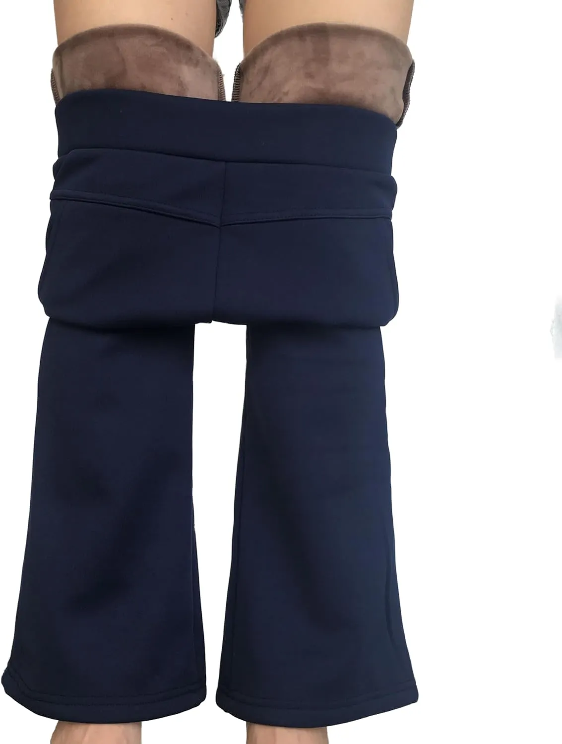 Fakanhui Women's Fleece Lined Bootcut Work Pants Winter Warm High Waisted Pull on Flare Business Dress Casual Pants