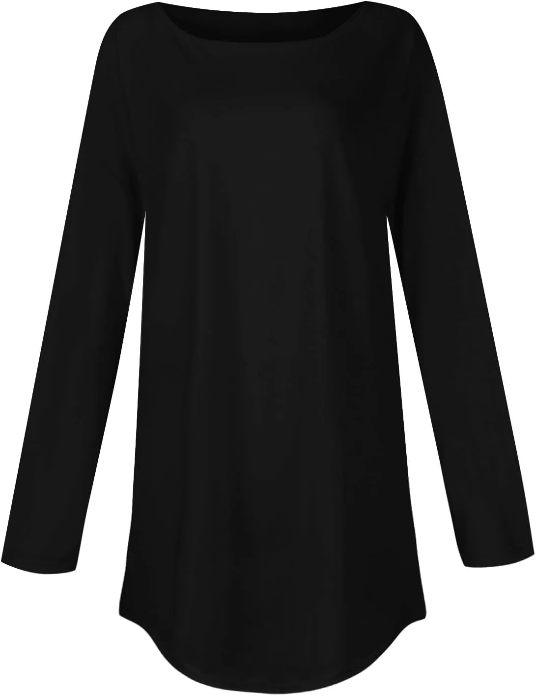 Fall Outfits for Women Solid Long Sleeve Outfits Round Neck Hide Belly Pullover Tops Casual Loose T Shirt