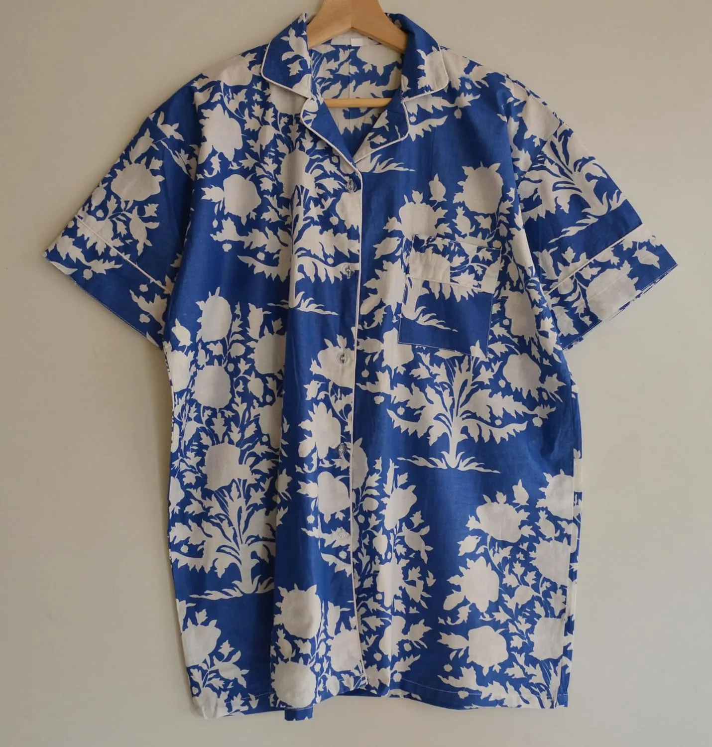 Floral Print Indian Handmade Cotton Short Pj Set Organic Cotton Loungewear Night Dress For Women Wear Comfort Outfit