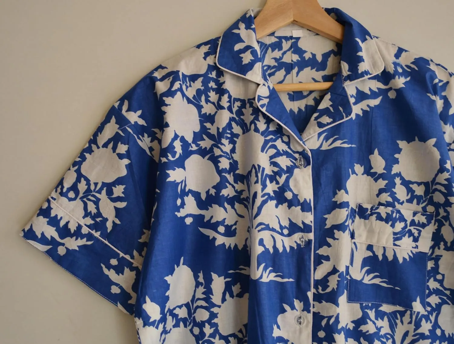 Floral Print Indian Handmade Cotton Short Pj Set Organic Cotton Loungewear Night Dress For Women Wear Comfort Outfit
