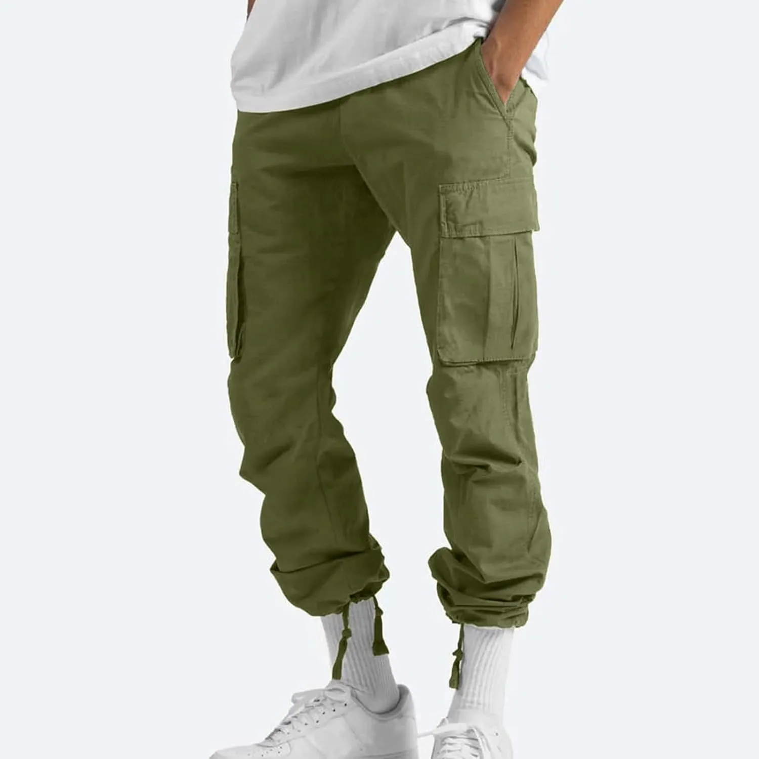 FONMA Mens Cargo Pants with Drawstring Hiking Pants Work Hiking Pants Tactical Pants Joggers Travel Pants Multi Pockets