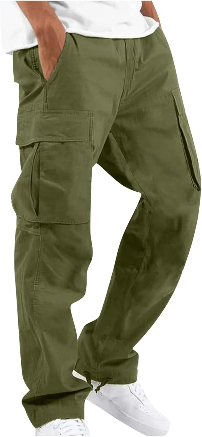 FONMA Mens Cargo Pants with Drawstring Hiking Pants Work Hiking Pants Tactical Pants Joggers Travel Pants Multi Pockets