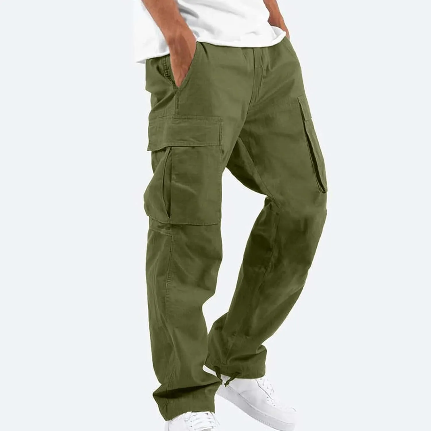 FONMA Mens Cargo Pants with Drawstring Hiking Pants Work Hiking Pants Tactical Pants Joggers Travel Pants Multi Pockets