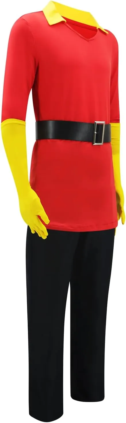 Gaston Costume Mens Hunter Cosplay Outfits Top Pants Gloves Full Set Halloween Outfits Uniform for Adults