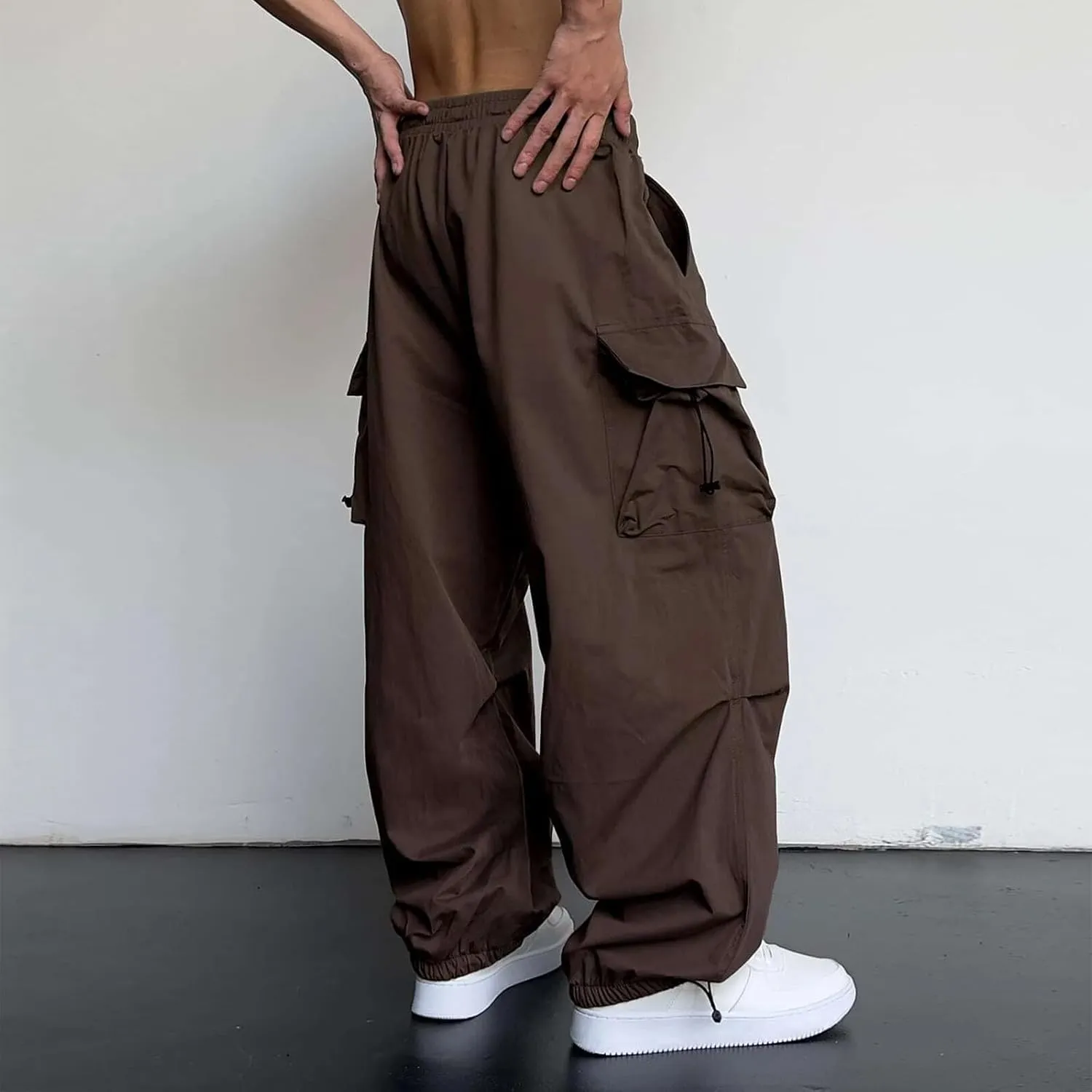 generic Men Pants Casual Summer Wide Leg Trousers Mens Cotton Linen Comfy Baggy Pants Fashoin Solid Elastic Wasit Loungewear