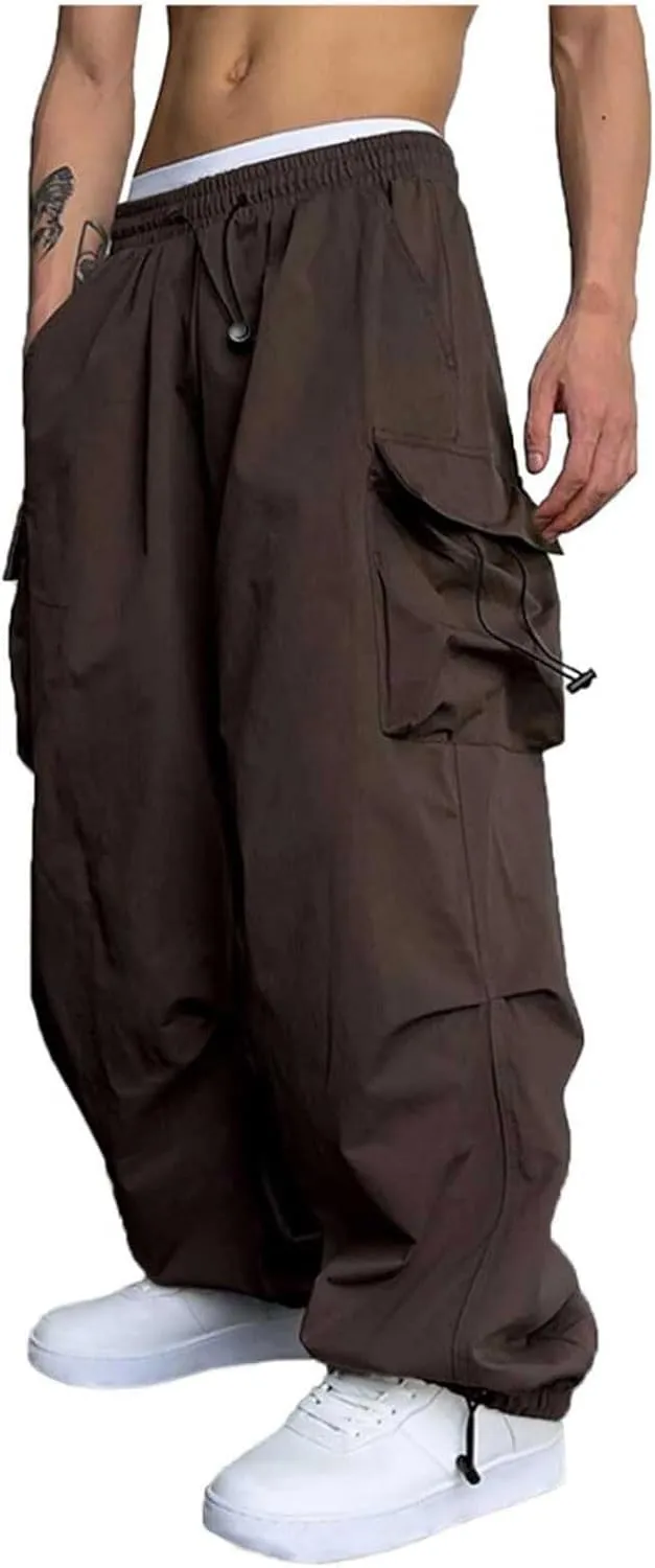 generic Men Pants Casual Summer Wide Leg Trousers Mens Cotton Linen Comfy Baggy Pants Fashoin Solid Elastic Wasit Loungewear