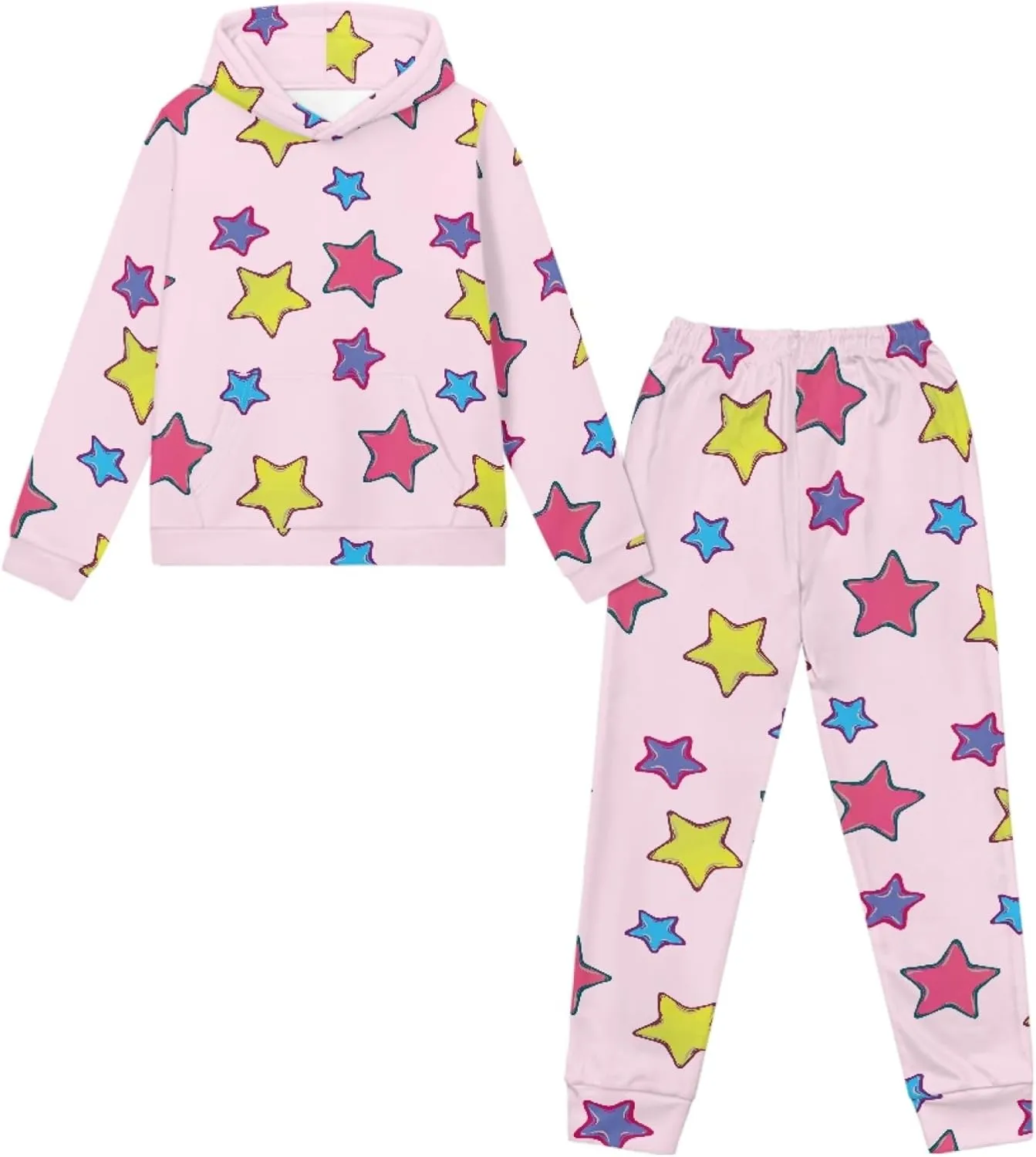 Girls' Active Sweatsuit - 2 Piece Casual Hoodie Sweatshirt and Jogger Sweatpants - Activewear Tracksuit for Girls