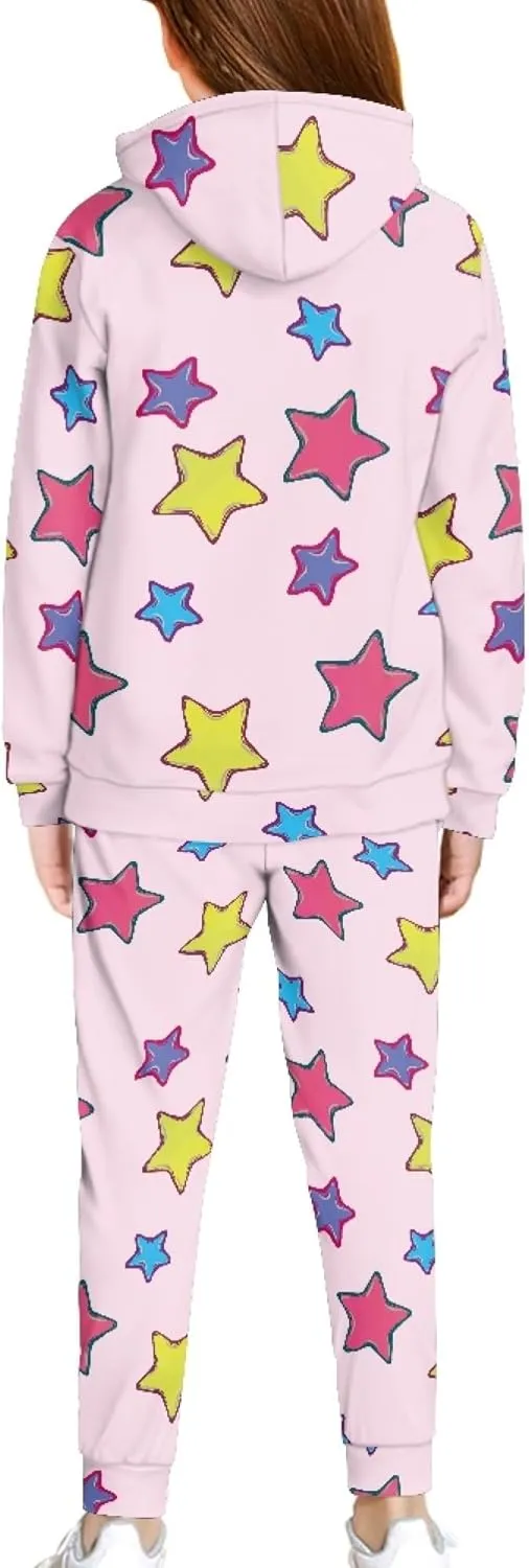 Girls' Active Sweatsuit - 2 Piece Casual Hoodie Sweatshirt and Jogger Sweatpants - Activewear Tracksuit for Girls