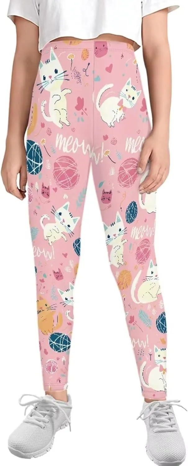 Girls and Toddlers' Leggings High Waist Kids Leggings Footless Stretch Girls' Leggings Yoga Pants for Workout Running