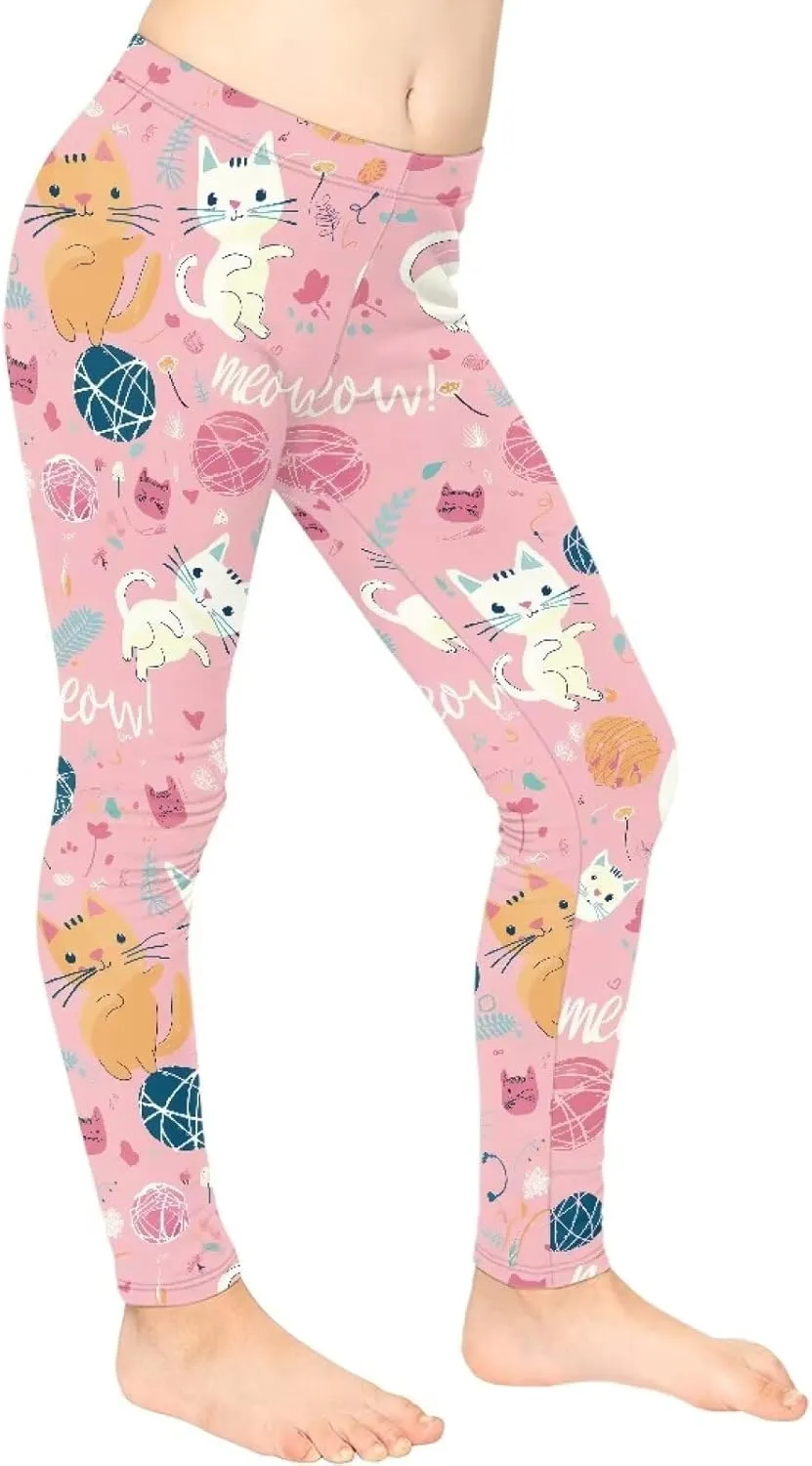 Girls and Toddlers' Leggings High Waist Kids Leggings Footless Stretch Girls' Leggings Yoga Pants for Workout Running