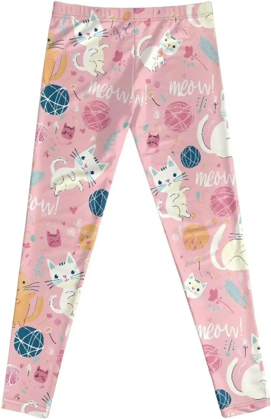 Girls and Toddlers' Leggings High Waist Kids Leggings Footless Stretch Girls' Leggings Yoga Pants for Workout Running