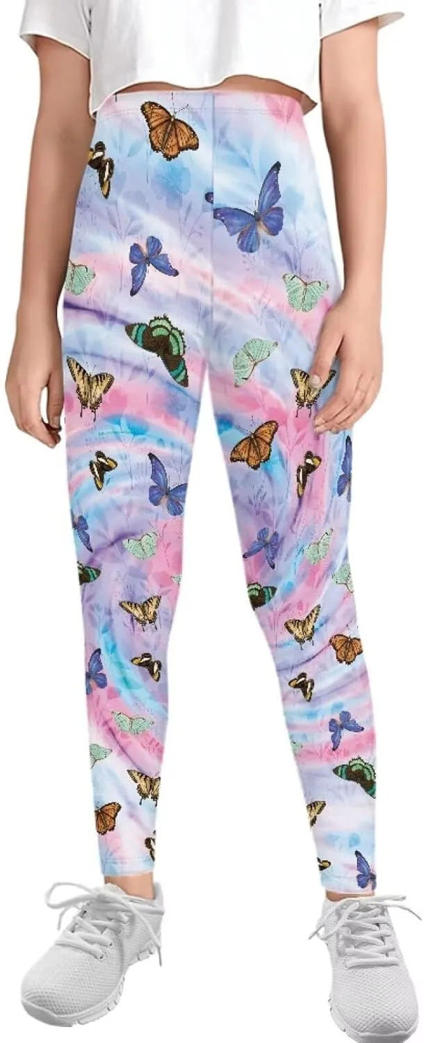 Girls and Toddlers' Leggings High Waist Kids Leggings Footless Stretch Girls' Leggings Yoga Pants for Workout Running