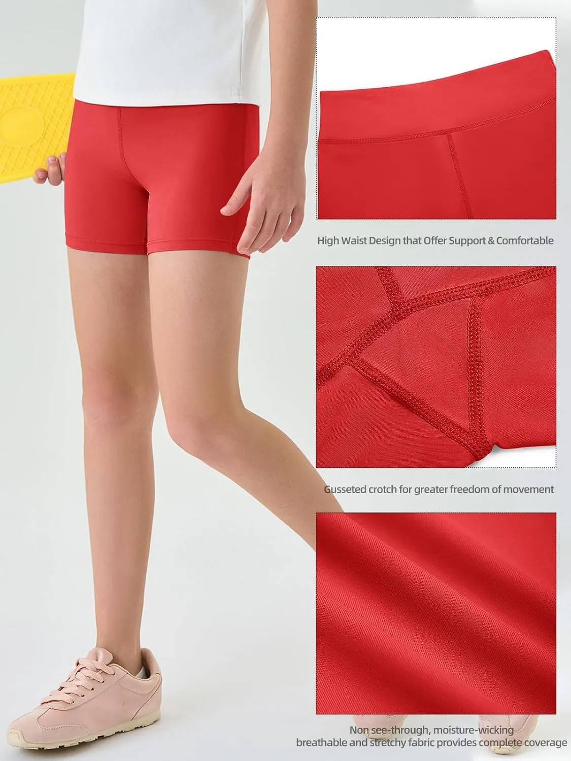 Haloumoning Girls Athletic Shorts Kids Workout High Waisted Volleyball Shorts Yoga Dance Gymnastics Shorts