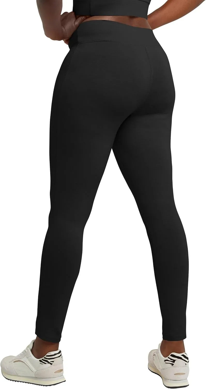 Hanes Women's Leggings, Ankle-Length Leggings for Women, Stretch Cotton-Spandex Leggings, High Waist, 27"