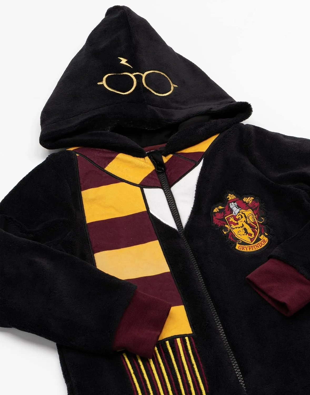 Harry Potter Kids Onesie | Boys & Girls All in One Pajama Loungewear | Hogwarts Gryffindor Wizard Soft Fleece with Zip PJs