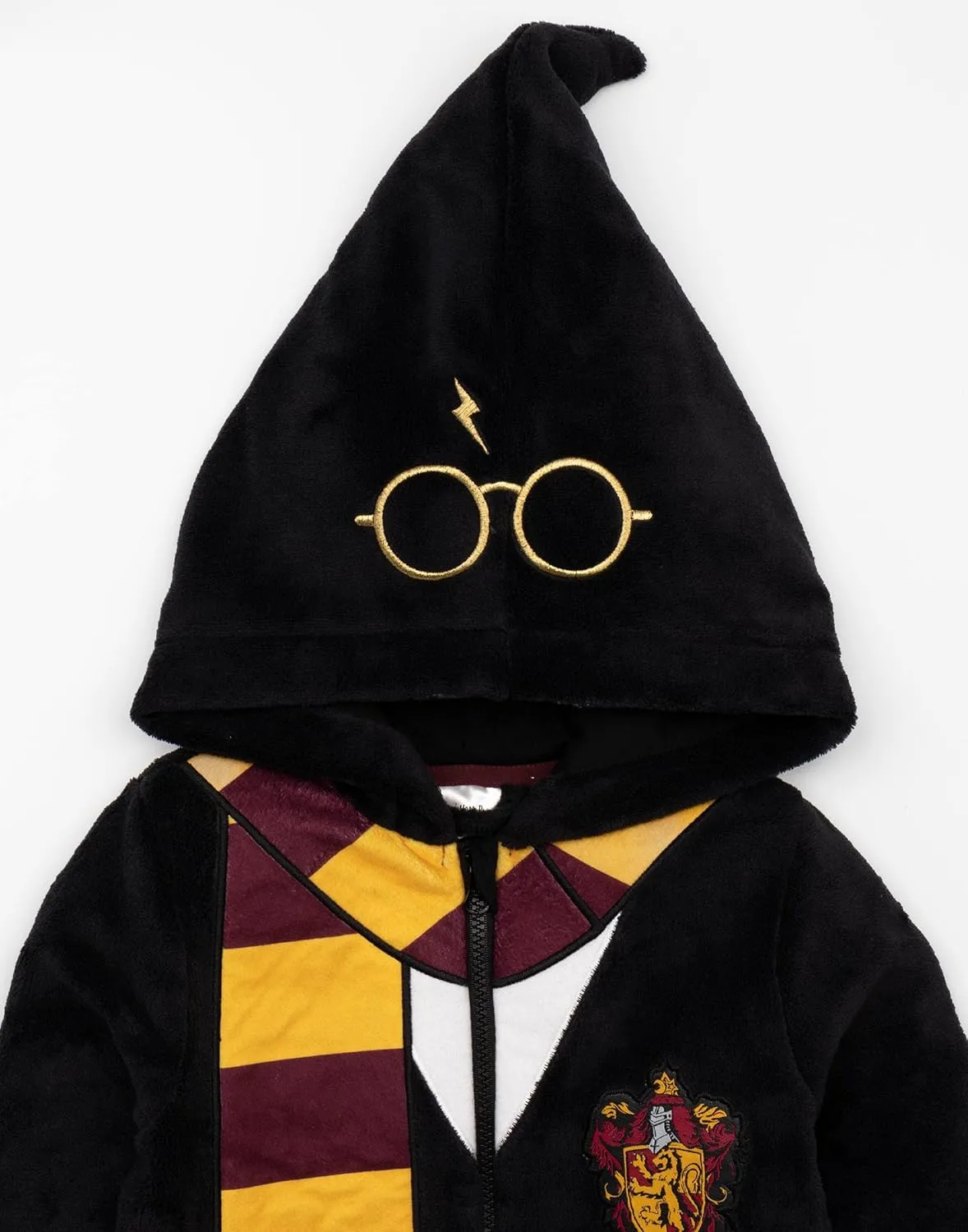 Harry Potter Kids Onesie | Boys & Girls All in One Pajama Loungewear | Hogwarts Gryffindor Wizard Soft Fleece with Zip PJs