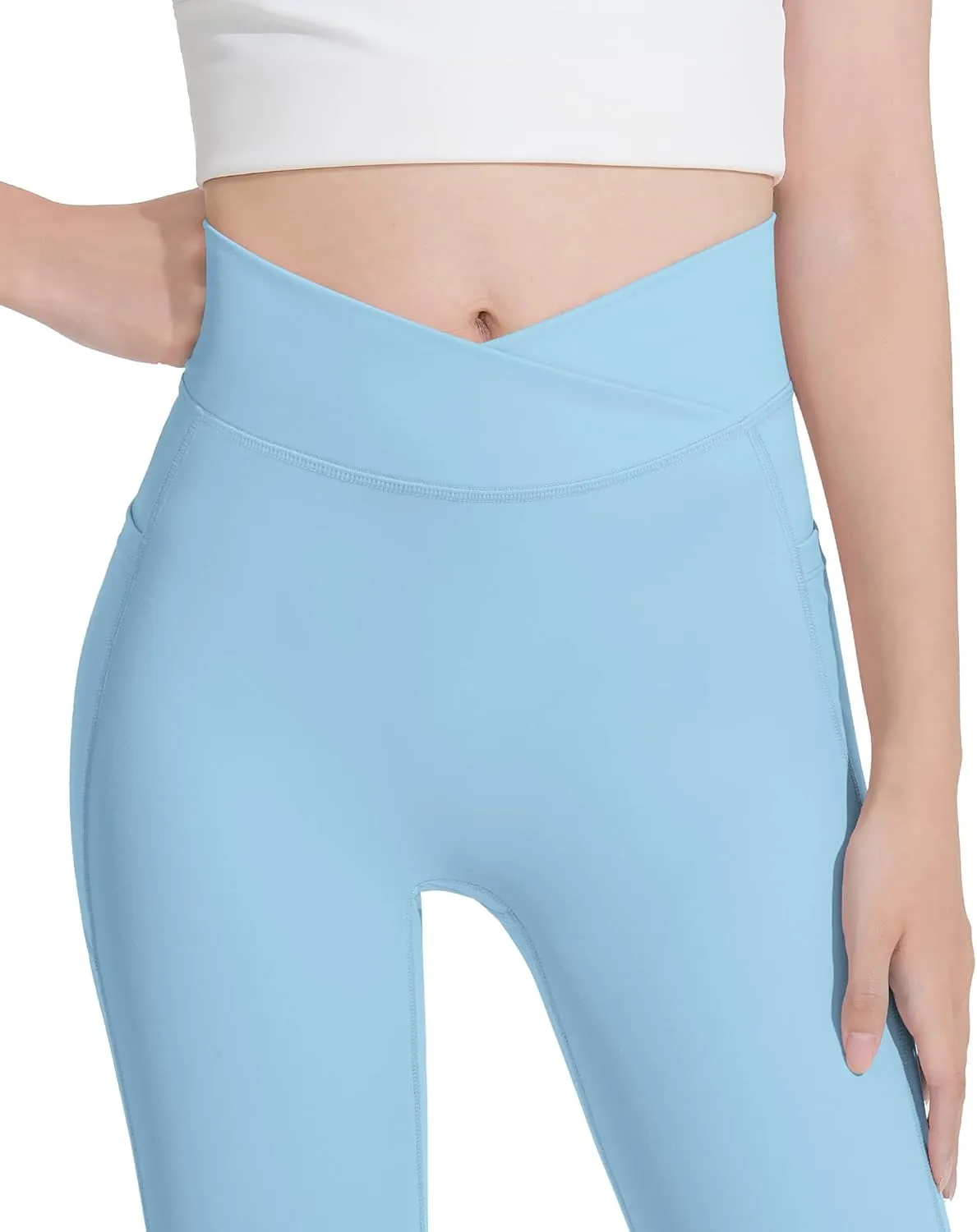 HASMES Girls Flare Leggings with Pockets Kids Bell Bottom High Waisted Flare Yoga Pants for Dance Activewear