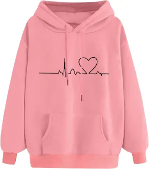 Hasta Womens String Hoodies Sweatshirts with Pockets Oversized Activewear Sweatsuits Print Athleisure Pullover Tops Unisex