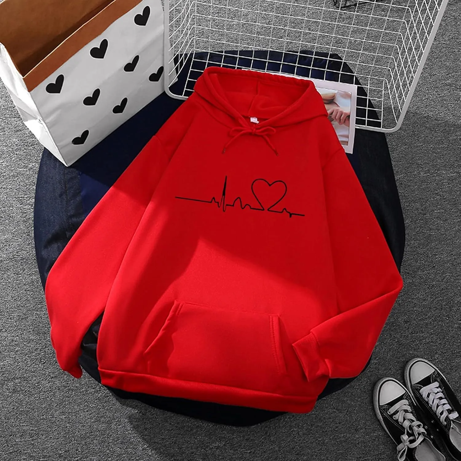 Hasta Womens String Hoodies Sweatshirts with Pockets Oversized Activewear Sweatsuits Print Athleisure Pullover Tops Unisex