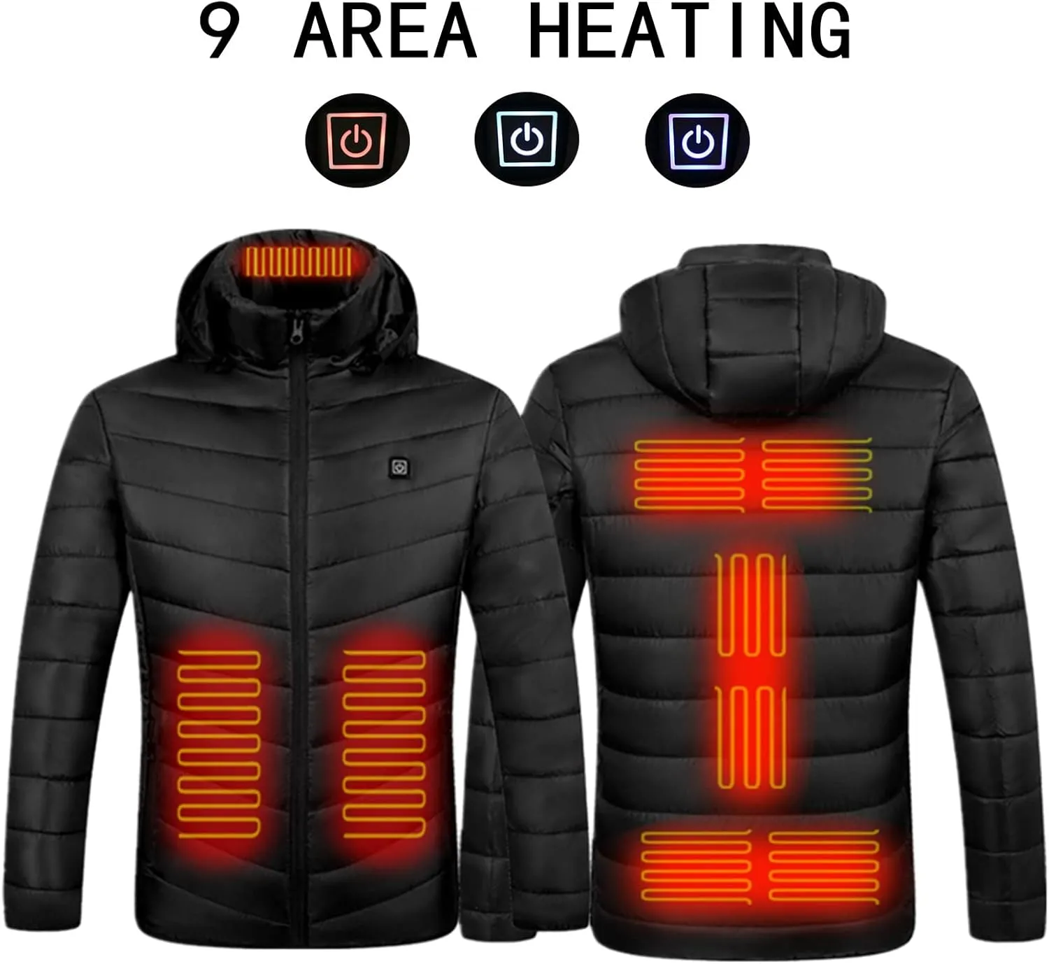 Heated Jacket for Men Multi Heated Zones Women 2024 Winter Outdoor Soft Shell Electric Heating Hooded Windproof Coat