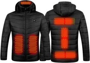 Heated Jacket for Men Multi Heated Zones Women 2024 Winter Outdoor Soft Shell Electric Heating Hooded Windproof Coat