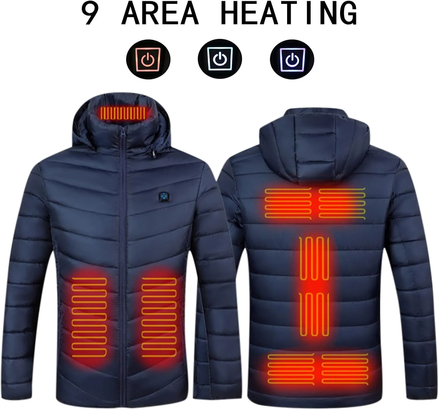 Heated Jacket for Men Multi Heated Zones Women 2024 Winter Outdoor Soft Shell Electric Heating Hooded Windproof Coat