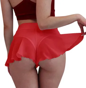 High Rise Shorts Mini Pleated Skirts Womens Sexy Flowy Ruffled Pole Dance Skirts Culottes Hot Pants Dancing Underwear