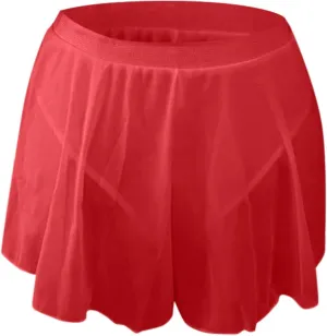 High Waisted Mini Pleated Skirts for Women Sexy Flowy Ruffled Pole Dance Skirts Culottes Hot Pants Solid Sheer Shorts Skorts