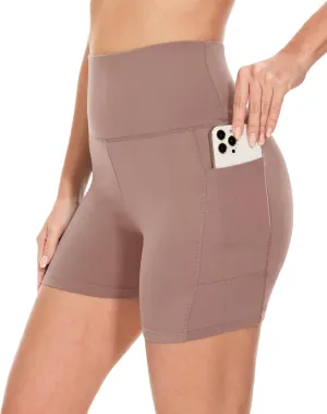 HIGHDAYS 5” Biker Shorts for Women with Pockets-High Waist Tummy Control Spandex Workout Yoga Running Gym Activewear