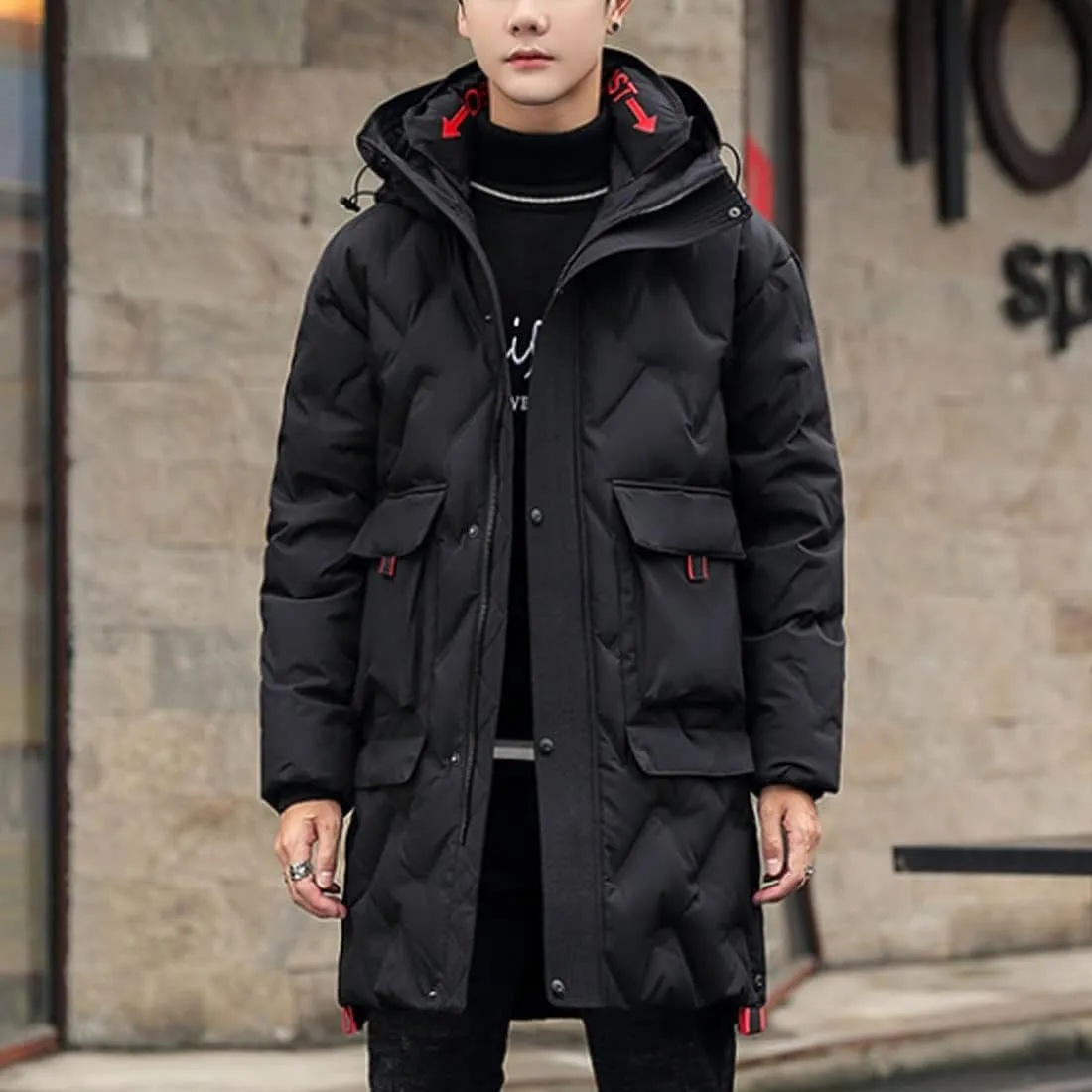 HZCX FASHION Mens Winter Coat Quilted Down Puffer Jackets With Removable Hood