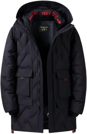 HZCX FASHION Mens Winter Coat Quilted Down Puffer Jackets With Removable Hood