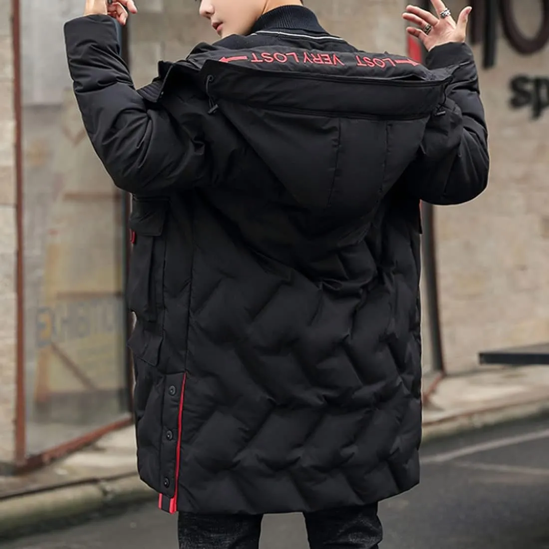 HZCX FASHION Mens Winter Coat Quilted Down Puffer Jackets With Removable Hood