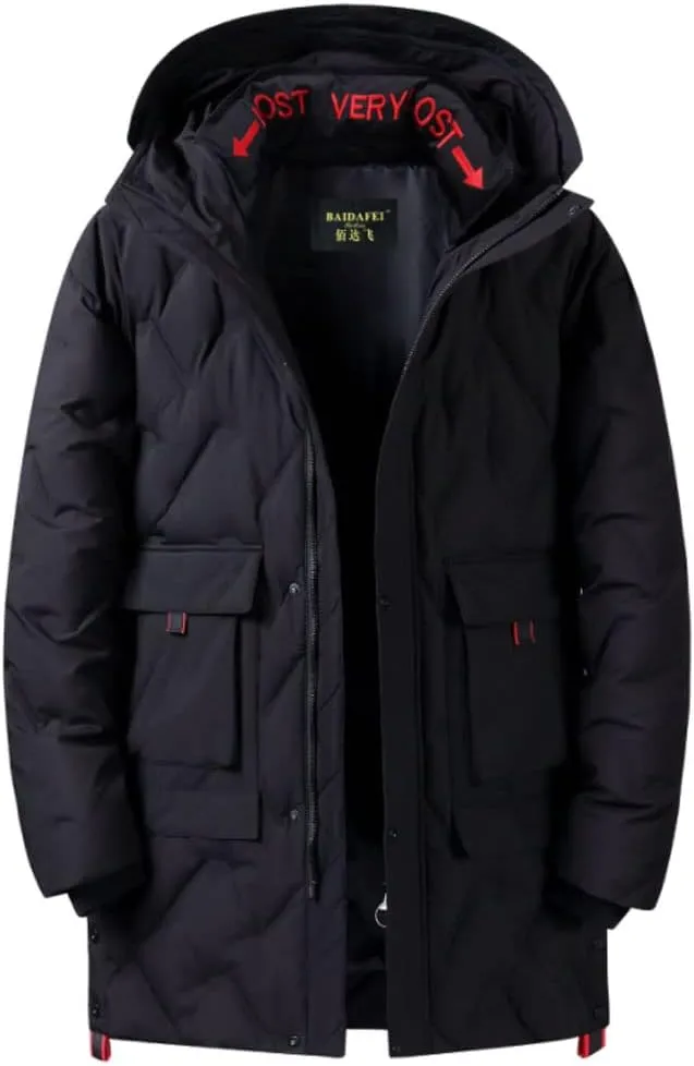 HZCX FASHION Mens Winter Coat Quilted Down Puffer Jackets With Removable Hood