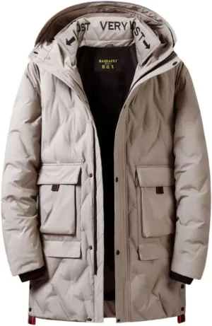 HZCX FASHION Mens Winter Coat Quilted Down Puffer Jackets With Removable Hood