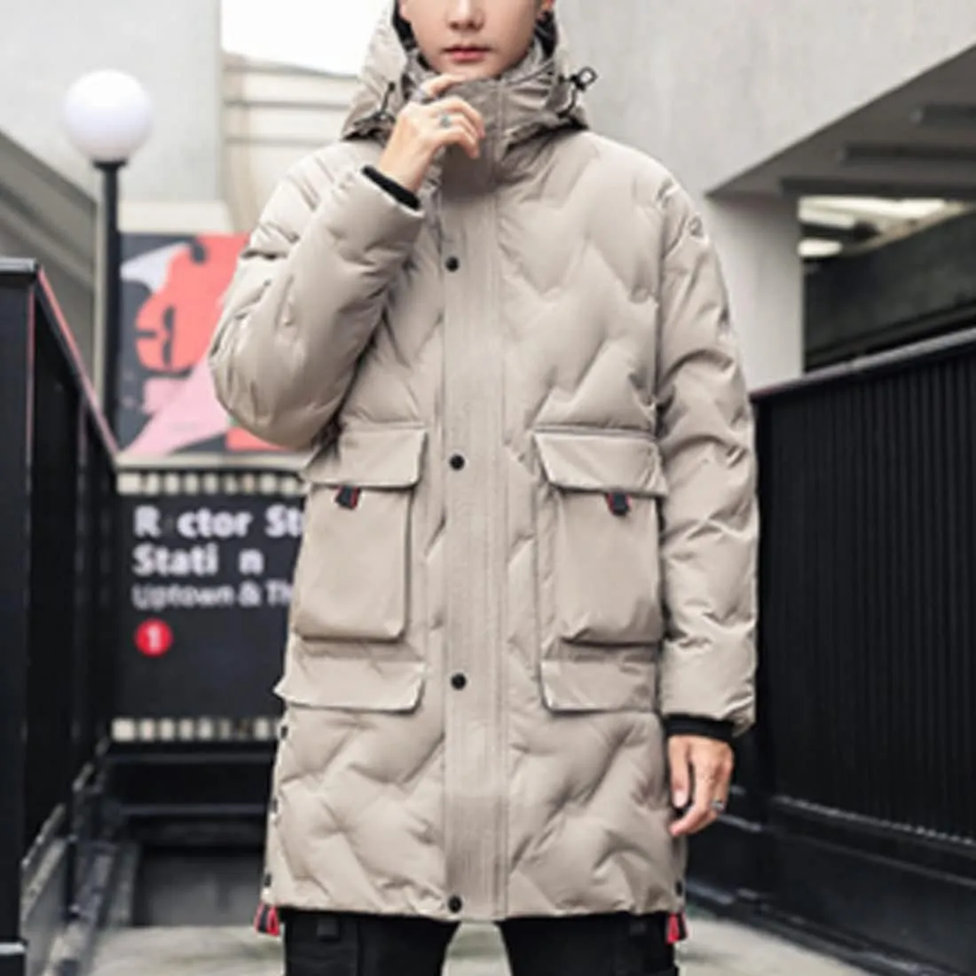 HZCX FASHION Mens Winter Coat Quilted Down Puffer Jackets With Removable Hood
