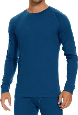 Iguana Mens 100% Merino Wool Base Layer Top for Ski Lightweight Thermal Underwear Shirts