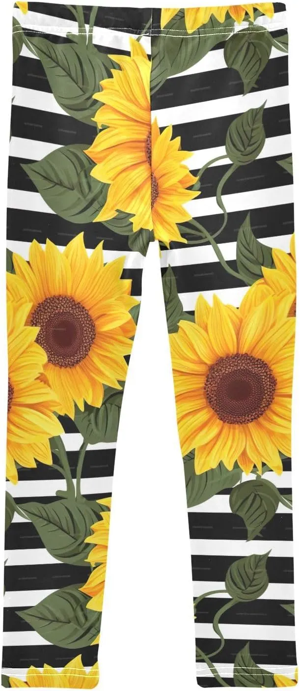 J JOYSAY Stripe Sunflowers Leaf Girls Leggings Kids Leggings