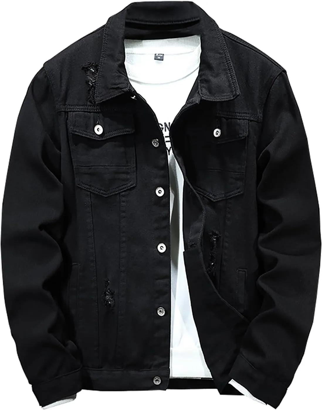 Jean Jackets for Men, Classic Trucker Slim Fit Casual Distressed Destroyed Denim Jackets, Motorcycle Denim Jackets